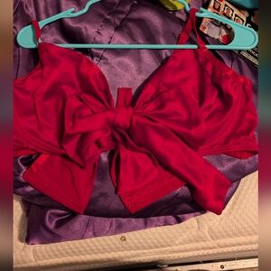 Elegant Red Bow Bra